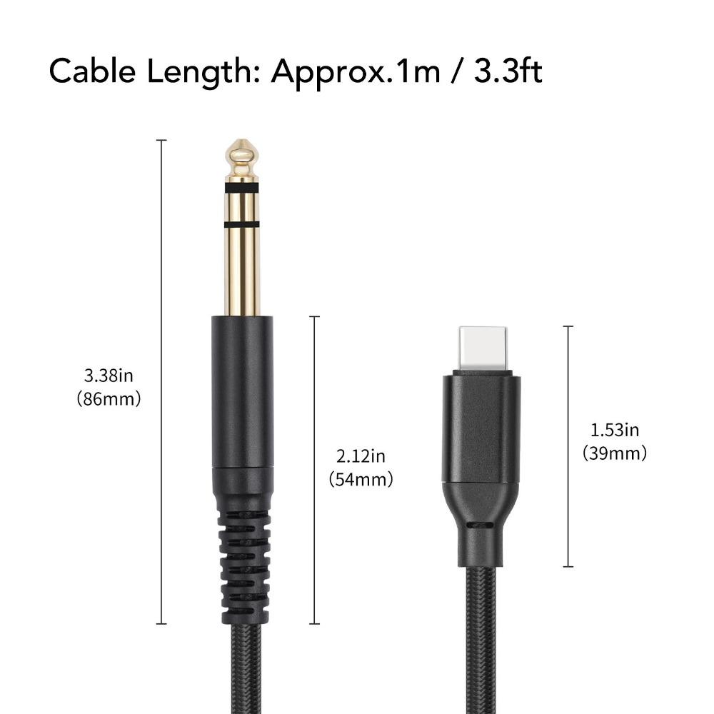 Stereo Audio Type C to 1/4 Inch AUX Adapter Cable Plug and Play TRS Audio Cable for Amplifier
