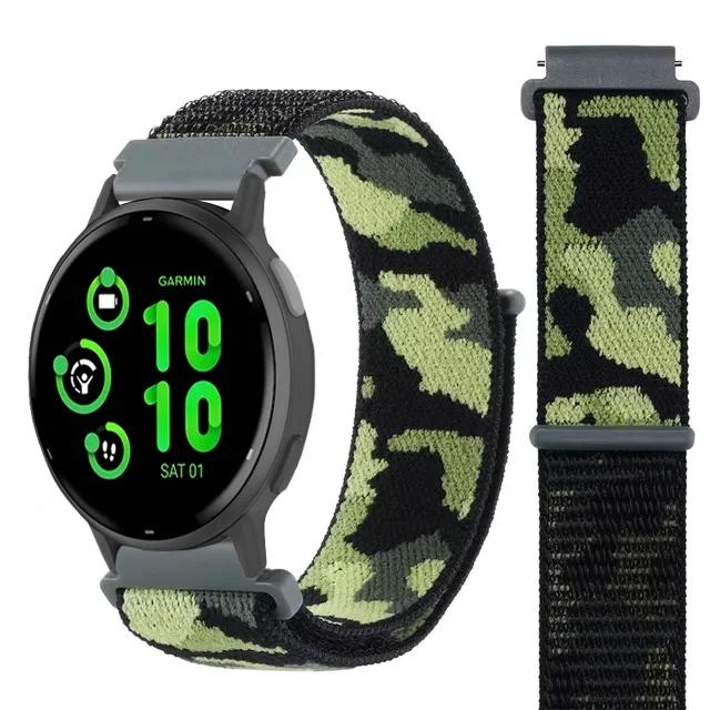 Нейлоновый ремешок-петля 20 мм 22 мм для Garmin Forerunner 55 165 965 265 265 Music Venu 3/2 Браслет для Garmin Active/Vivoactive 5