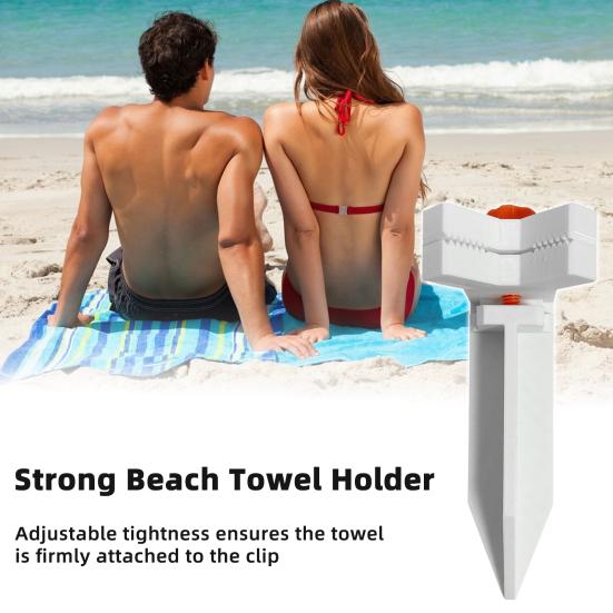 Держатель для пляжного полотенца Колышек Регулируемый Ветрозащитный Зажим для фиксации полотенца Сверхпрочный Уличный Совместимый с песком и травой Зажим для пляжного полотенца