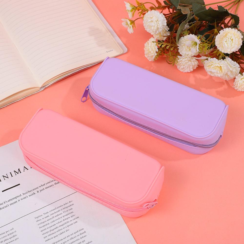 Large Capacity Silicone Pencil Case Waterproof Pen Bag School Supplies Stationery Bag Student
