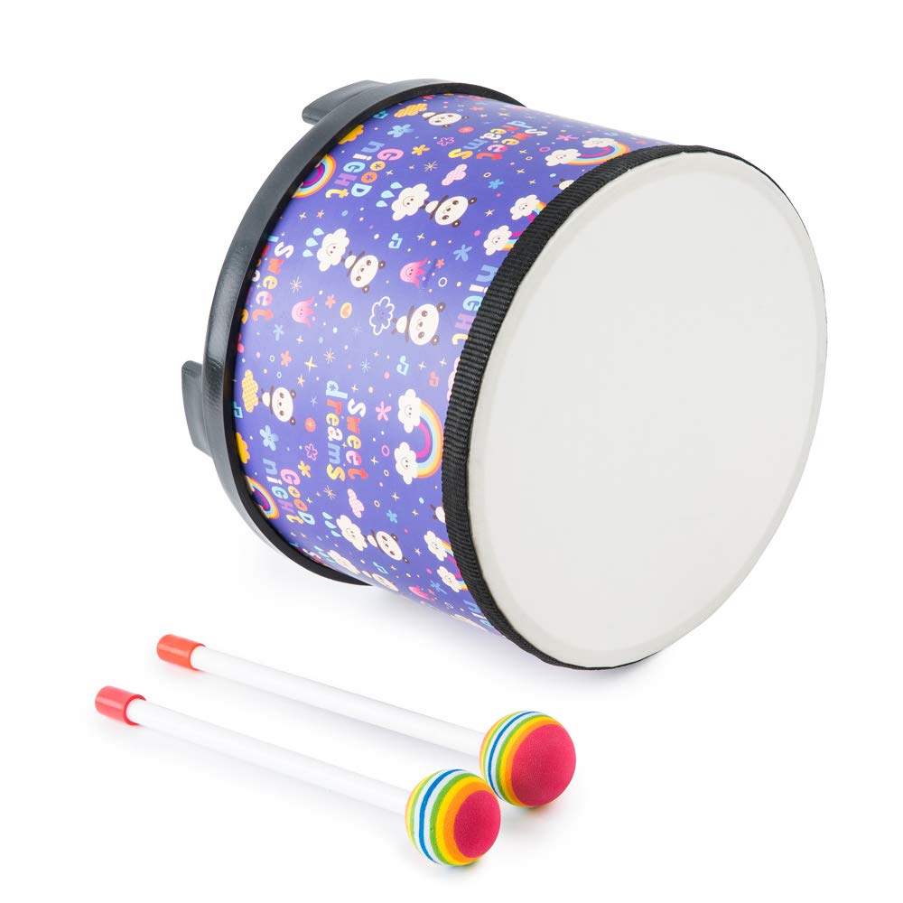 Floor Bongo Tom 8 Inch Early Education Percussion Drum for Kids with 2 Suitable As Early Childhood Educational Instrument Drum, Drum, Mallets,