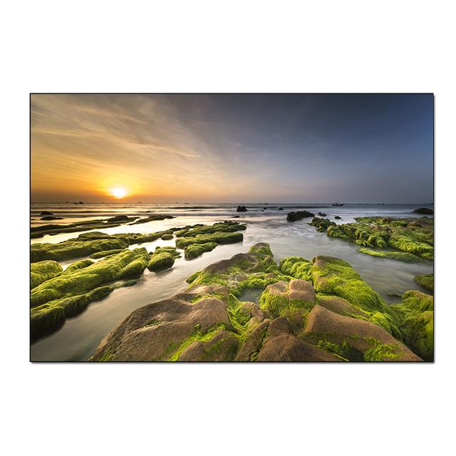 Восход солнца морской пейзаж пляж холст живопись современные постеры и принты Cuadros настенные художественные фотографии гостиная домашний декор без рамки без рамки