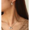 Women's Stainless Steel Starfish & Seashell Jewelry Set - Elegant Pendant, Bracelet & Earrings for Everyday Wear