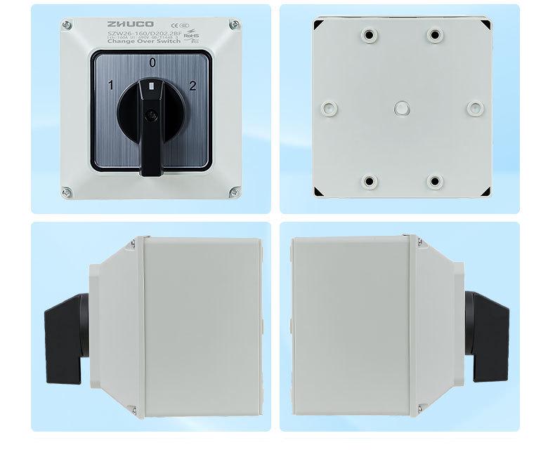 Zhuochao SZW26-160/D202.2BF Universal Changeover Switch: 2 Sections, 3 Gears, Protective Box