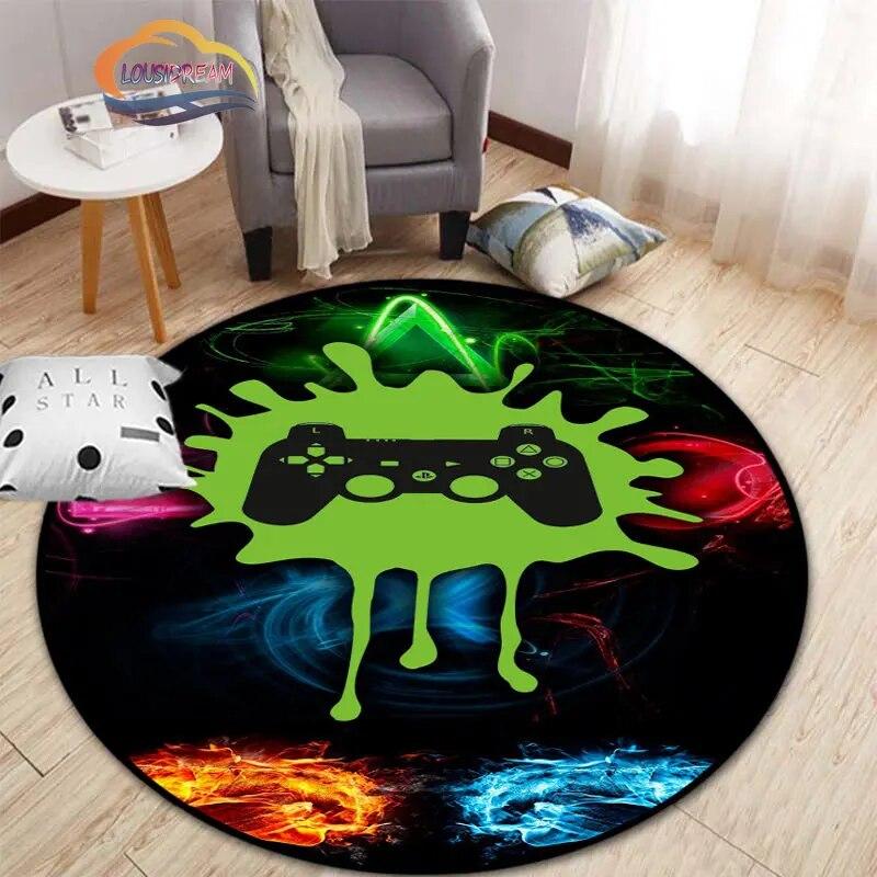 3D игровой контроллер круглый ковер, коврик для гостиной, спальни, детской комнаты, круговая игровая декорация подарок
