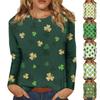 Женская мода вскользь с длинным рукавом St. Блузка-пуловер с круглым вырезом и принтом ко Дню Святого Патрика