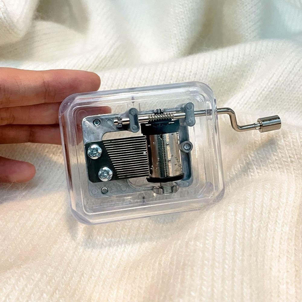 Transparent Mini Hand Cranking Music Box Acrylic Craft Acrylic Creative Crafts Ornaments  Children