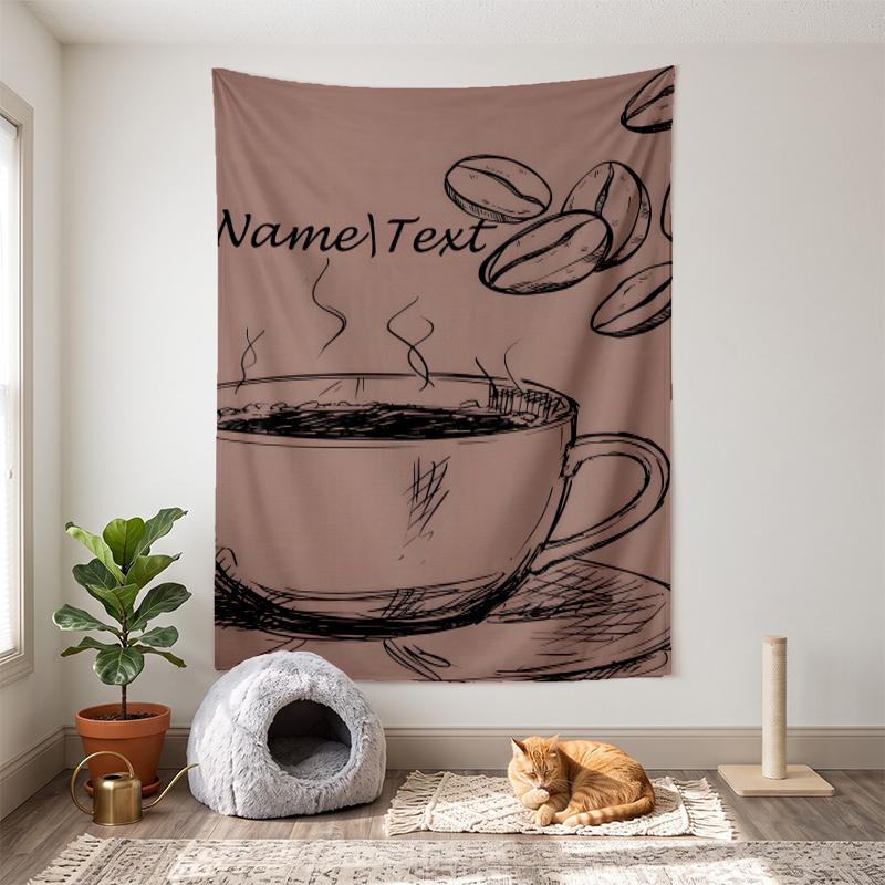 Cozy Coffee (1) Customizable name decorative wall tapestry ideal choice for wall decor in bedrooms living rooms dorms and home
