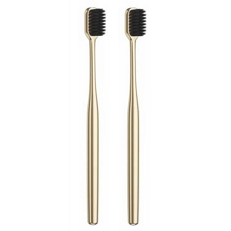 2/1 шт. роскошная мягкая зубная щетка для мужчин и женщин, зубная щетка для взрослых, гальванизированная, золотистого цвета, зубные щетки, чистка зубов, уход