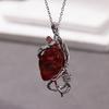 Halloween Gothic Red Crystal Flower Thorns Pendant Necklace for Women Men Punk Love Heart Skeleton Skull Choker Jewelry
