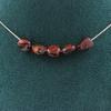 Stones and Minerals. Necklace of 5 Red Tiger's Eye Beads from Brazil. Steel Chain Necklace Women, Men. Customizable Size.