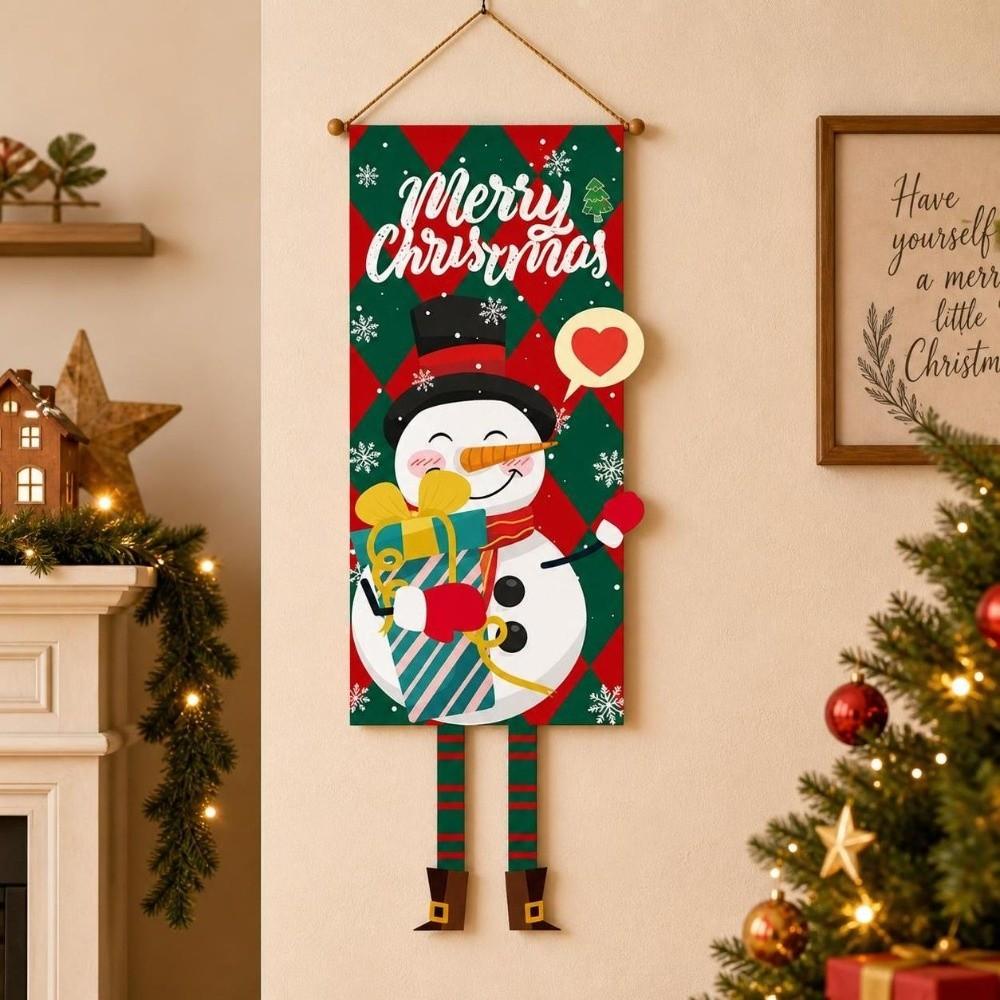 Wall Hanging Christmas Hanging Flag Snowman Xmas Banner Christmas Decorations Indoor Outdoor