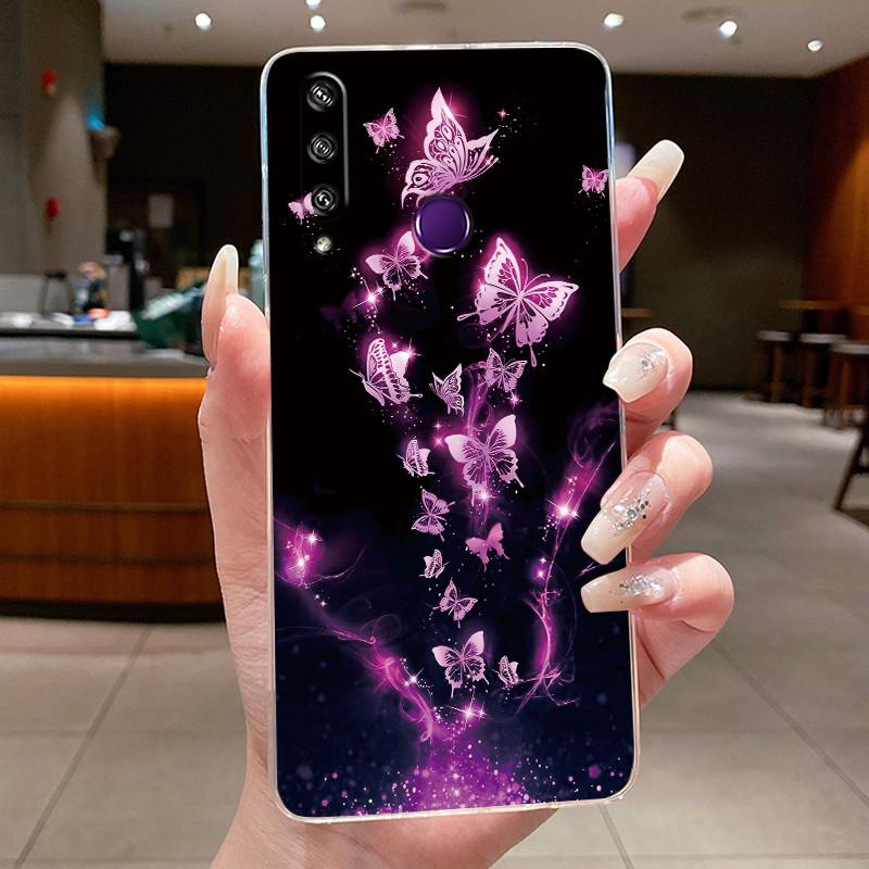 Для Huawei Y6p MED-LX9 MED-LX9N Чехол Huawei Y6p 2020 Чехол Роскошная Мода Бабочки Цветы Прозрачный Мягкий Силикон ТПУ Чехол для Телефона