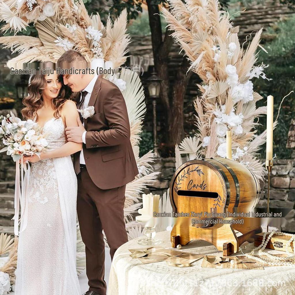 In Stock Wooden Wedding Card Box, Wine Barrel Shaped Envelope Holder, Party Decoration, Whiskey Barrel Gift Card Box