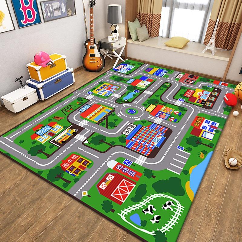 3D Игровой ковер для детской спальни, напольный коврик для детской игровой площадки, нескользящий игровой коврик с автомобильными дорогами для детей, ковры для домашнего декора