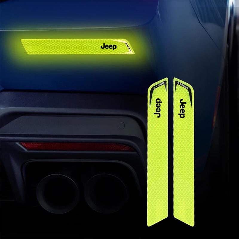 Durable Scratch-Resistant Car Rear Bumper Reflective Warning Decals for Jeep Renegade Wrangler JK JL Grand Cherokee Auto Parts
