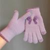 Bowknot Women Knitted Gloves Thicken Warmth Warm Mittens Elastic Winter Gloves