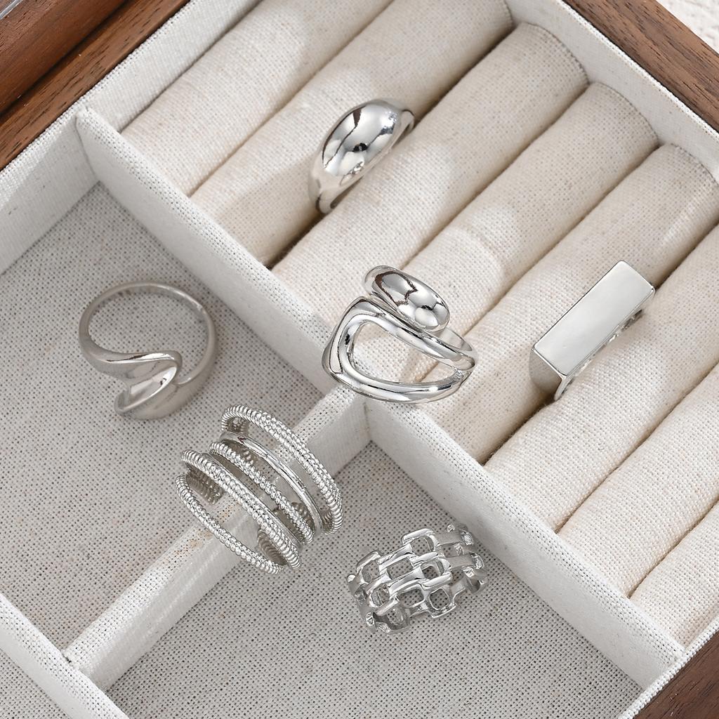 6 Pcs/Set Fashion Vintage Metal Rings For Women Punk Hip Hop Gold Silver Color Irregular Knuckle Joint Ring Daily Jewelry