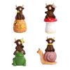 Garden Highland Cow Figurine Resin Highland Cow on Mushroom/Snail/Frog Statue for Patio Balcony Lawn Yard Decor