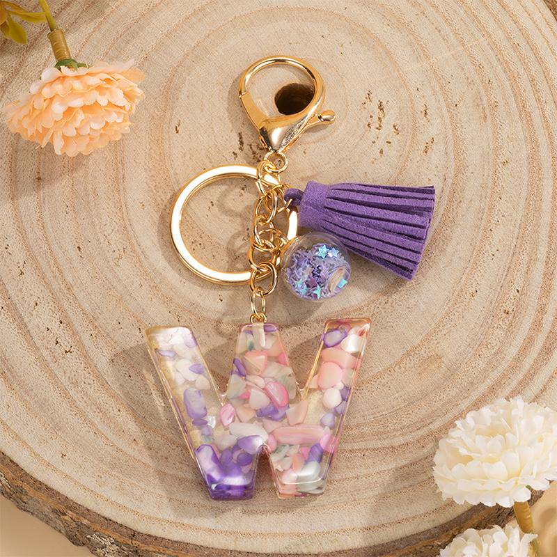 1 шт., держатель для ключей, подарок ручной работы, сумка с алфавитом AZ, кулон, брелок с кисточками и блестками, аксессуары для ключей