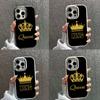 N94 Queen King Crown Soft Back Cover for Samsung S24 Ultra A54 A35 A14 iPhone 16 15 13 Pro Max Xiaomi Redmi Note13 Plating Frame Camera Protector Case