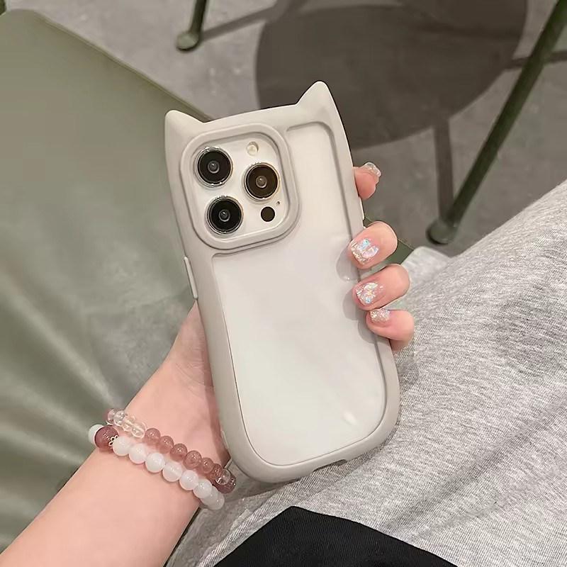 Милый 3D Чехол с кошачьими ушками, прозрачный, для iPhone 17 Air 16 15 14 Plus 13 12 11 Pro Max, мультяшный, милый, противоударный, прозрачный чехол