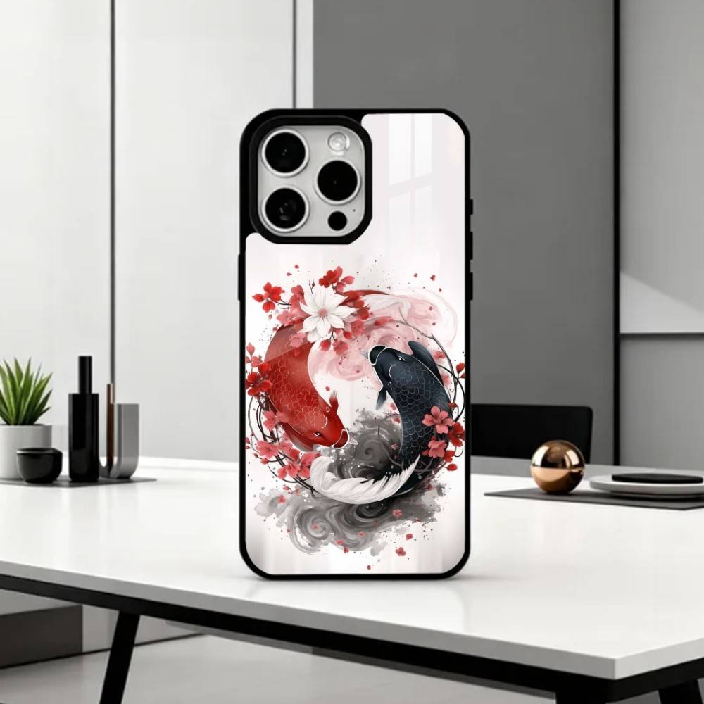 Y-Yin Yang Карп Кои Дзен Искусство Чехол для Телефона Для iPhone17,16,15,14,13,12,11 Plus,Pro Max Магнитный Для Magsafe Беспроводной Зарядки