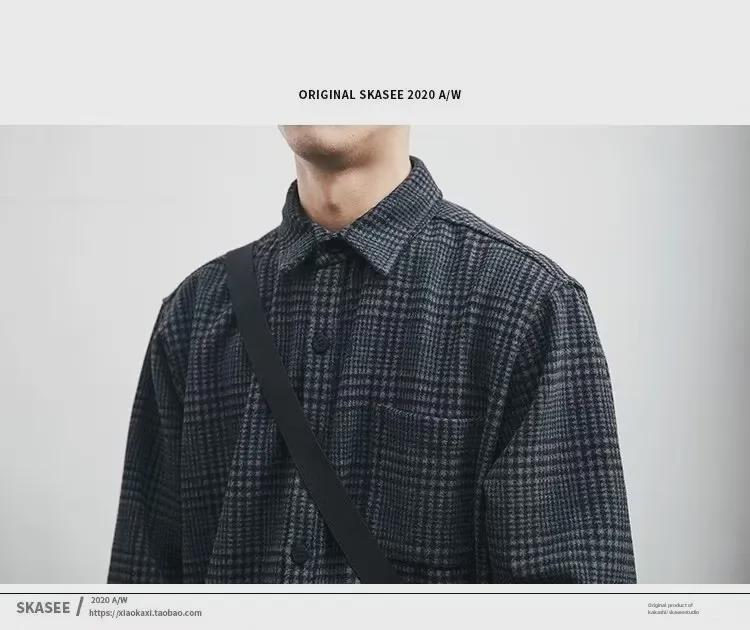 Мужская рубашка в японском стиле в ретро-стиле — с длинным рукавом, модная, свободного кроя, повседневная куртка на весну и осень