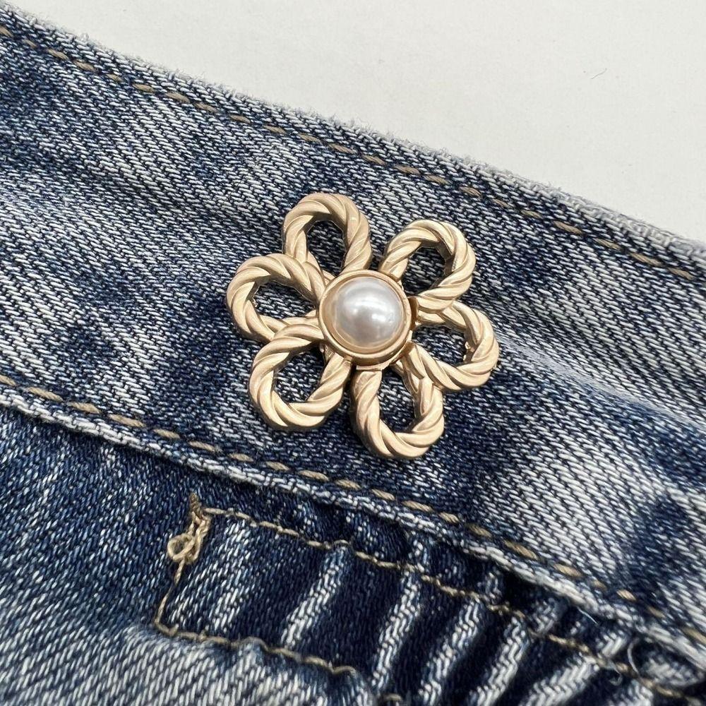 Button Clasps Flower Pants Button Tightener Zinc Zinc Alloy Jean Buttons for Loose Jeans Party