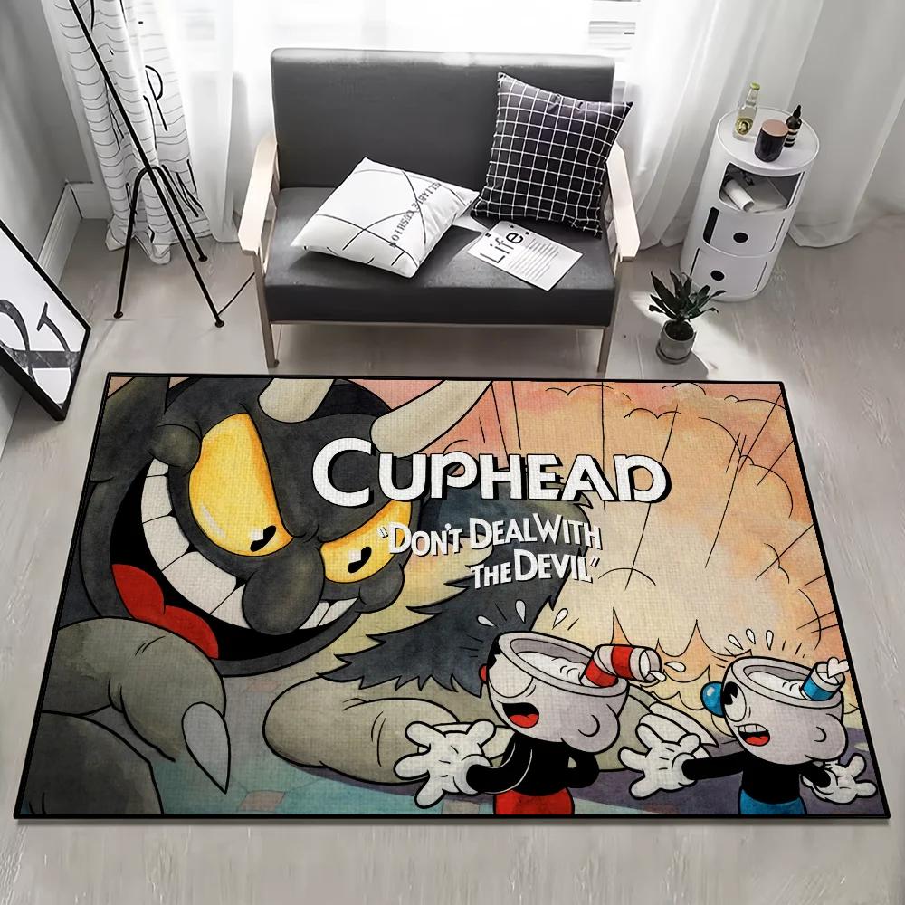 s-Spiel Door Mat Cartoon Anti-Slip Kitchen Bedroom Handmade Tufted Rug Carpet Living Room Entrance C-Cuphead Decoration
