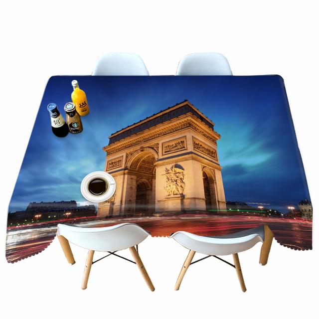 Splendid Architecture Pattern Tablecloth Thicken Cotton Rectangular Round Table Cloth For Wedding Picnic Party