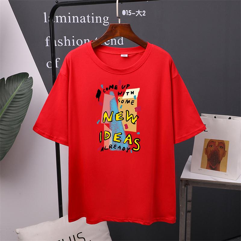 Футболка с принтом «Новые идеи», красочные женские хлопковые летние футболки большого размера, мягкий женский джемпер, топ