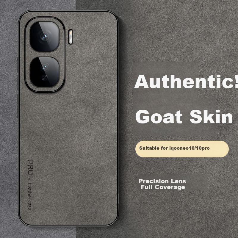 IQOO Neo 10 Phone Case, Neo 10 Pro Protective Cover, Shockproof, Full Lens Protection, Soft, Luxury Silicone, Vivo Outer Casen, Leather Cover, Gray