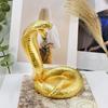 2025 Year Of The Snake Figurine Simulation Electroplated Cobra Ornaments Resin Statue Chinese Style Tabletop Lucky