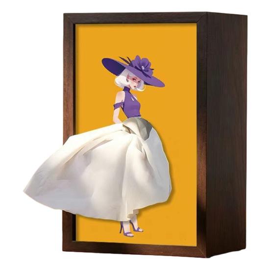 Walnut Wood Tissue Box, with Artistic Ballet Dancer Skirt Design, Multipurpose Paper Towel Holder for Home Decor Entryway Dining Table