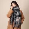 New Autumn and Winter Atmosphere Plaid Fringed Warm Scarf Men and Women Couples Thickened Long Scarf Gift