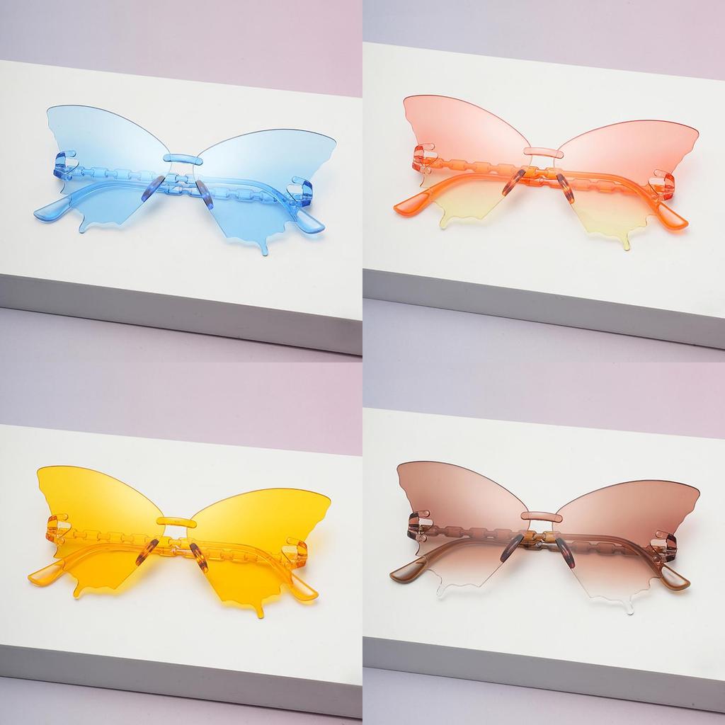 Unisex Butterfly Eyewear Frameless Sunglasses With Resin Lenses For Cycling And Stylish Outfits