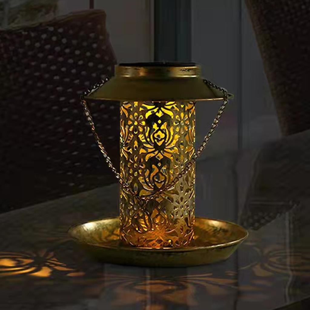 Светодиодная солнечная кормушка для птиц, полые садовые подвесные светильники, подвесной птичий домик с проекционным светом для