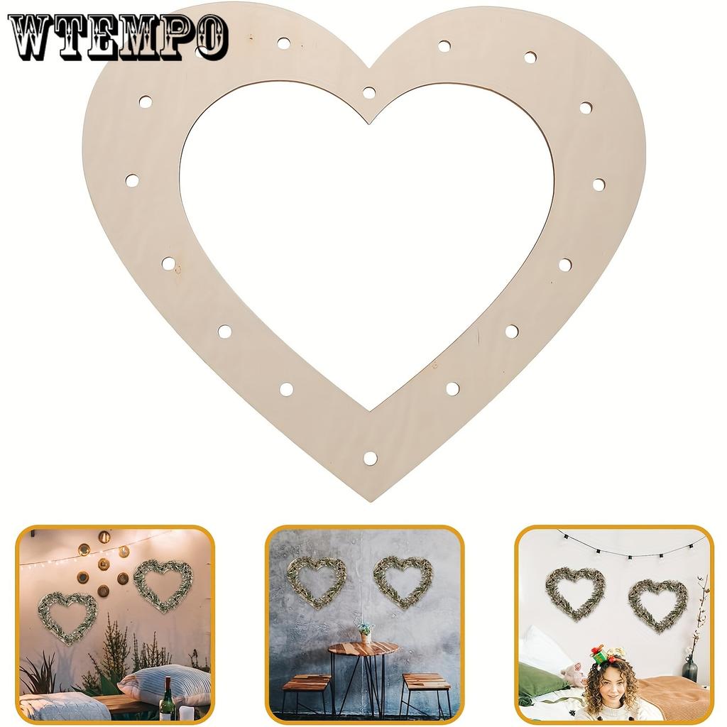 2pcs Heart-Shaped Wooden Wreath Frames for DIY Crafts - Unpainted Floral Hoops for Home Decor, Garland Making & Party Decorations