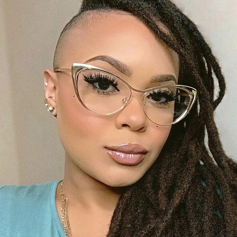 Triangular Cat Eye Clear Lens Glasses Myopia Nerd Spectacles Degree -0.5 -1.0 -2.0 To -6.0 Metal Frame Hyperopia +0.5 To +6.0