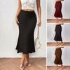Юбка-рыбий хвост с высокой талией, облегающая юбка на бедрах, однотонная трикотажная юбка длиной до середины голени, облегающая юбка-миди на каждый день