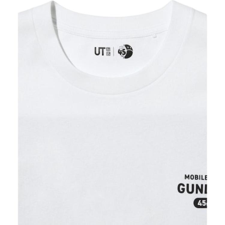 Uniqlo X Mobile Suit Gundam 45-летие Графический Принт Буквы Свободный Удобный Круглый Вырез Короткий Рукав Футболка Унисекс Топы Белый 480144-00