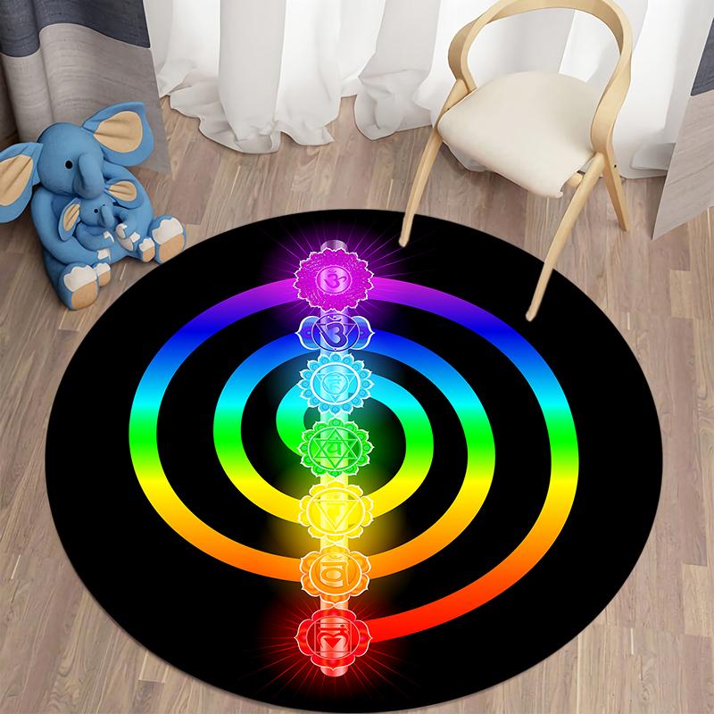Круглый ковер для гостиной, коврик с загадочным принтом, винтажный детский напольный ковер для спальни, домашний декор, мягкий противоскользящий коврик