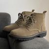 Мода 2025 Новые дизайнерские рабочие ботинки из коровьей замши для мужчин Осенняя мода Повседневный британский стиль Ретро кожаная обувь Мужские ботильоны на шнуровке Мужские