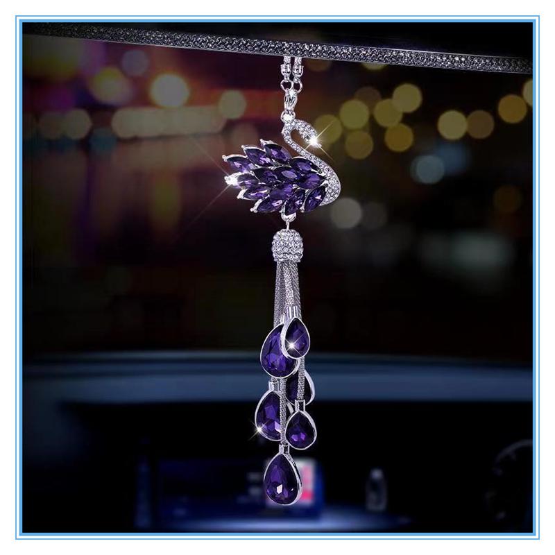 Роскошный кулон для украшения автомобиля со стразами, 3 цвета, кристалл, бриллиант, лебедь, зеркало заднего вида, подвесные автомобильные аксессуары для женщин и девочек