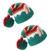 Knit Christmas Hat Christmas Beanie Hat PomPoms Hat Knitted Beanie Hat Warm Skull Hat Christmas Party Hat Adult/Kid