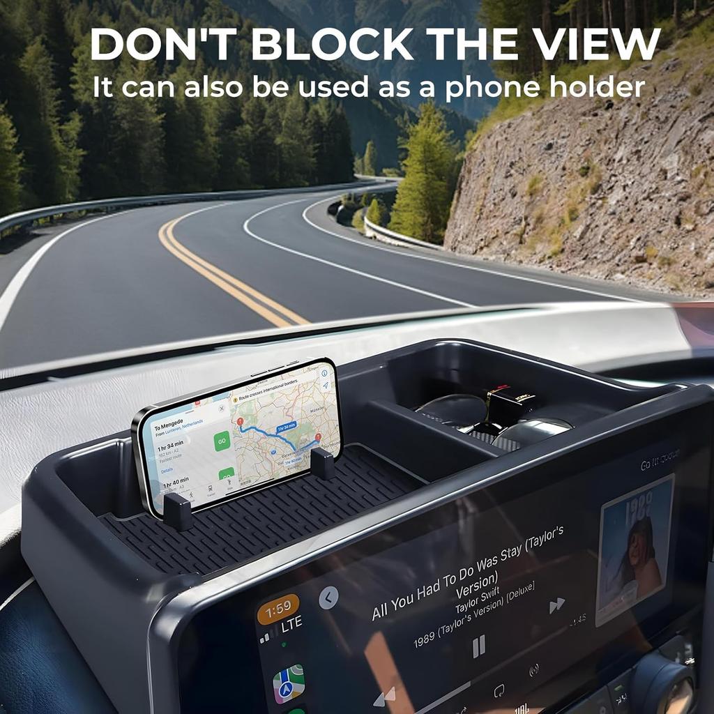 Dashboard Behind Screen Storage Box For Toyota Grand Highlander 2024 2025 2026, Interior Accessories Center Console Organizer Tray For 24 25 26 Grand