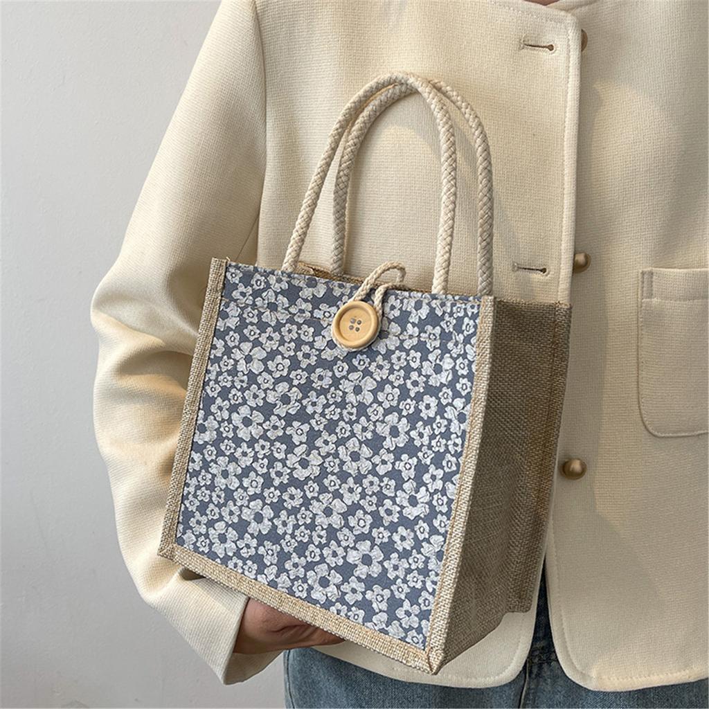 Printed Women'S Handbag Linen Tote Bag Cartoon Tote Bag Spacious Lightweight Eco-Friendly Versatile