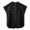 Short Sleeve Plus Size Black Vintage Hooded Casual Loose Autumn Spring Trench Coat for Women Outerwear
