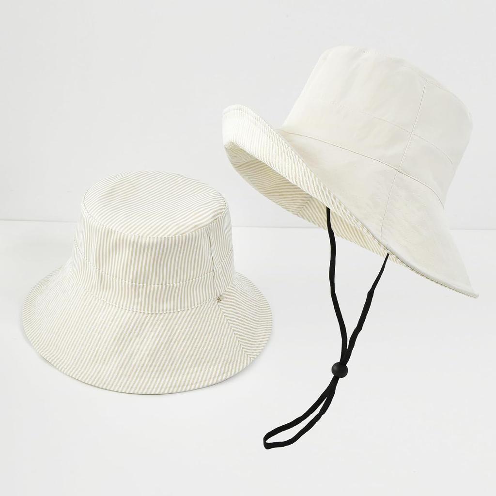Women's Summer Sun Hat - Reversible Design with Striped Lining Adjustable Brim for Travel and Outings Cap